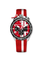 Men's silver Bomberg Watch with rubber strap RACING 4.3 Red 45MM