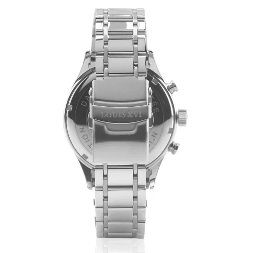 Srebrny męski zegarek Ludwika XVI ze stalowym paskiem Danton - Silver / Black 44MM