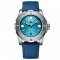 Strieborné pánske hodinky Phoibos Watches s koženým pásikom Great Wall 300M - Blue Automatic 42MM Limited Edition
