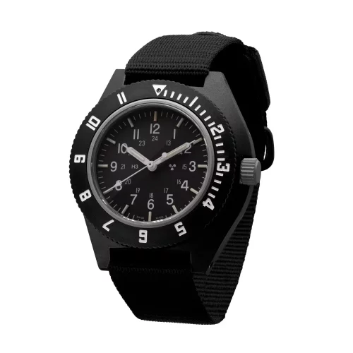 Montre Marathon Watches pour homme en noir avec un bracelet en nylon Black Pilot's Navigator 41MM
