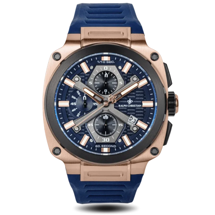 Men's black Ralph Christian watch with a rubber band The Titan Chrono Admiral Blue 45,5MM