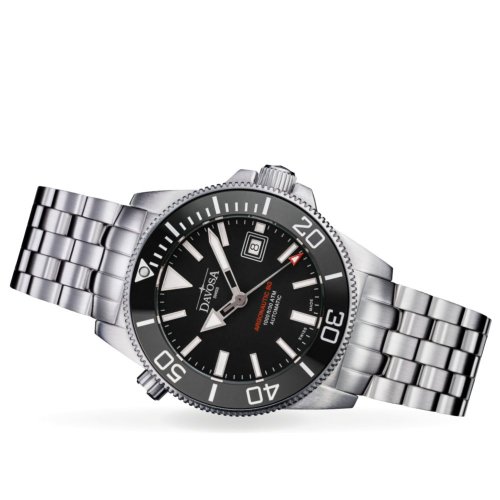 Strieborné pánske hodinky Davosa s oceľovým pásikom  Argonautic BG - Silver/Black 43MM Automatic