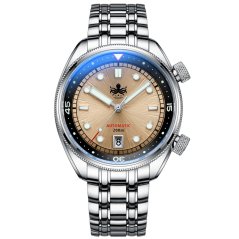 Men's silver Phoibos watch with steel strap Eagle Ray 200M - PY039H Sunray Champagne Automatic 41MM