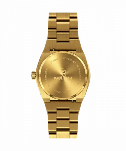 Relógio de ouro de homem Paul Rich com bracelete de aço Frosted Star Dust - Gold Red 45MM