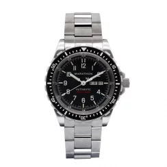 Strieborné pánske hodinky Marathon Watches s oceľovým pásikom Jumbo Day/Date Automatic 46MM