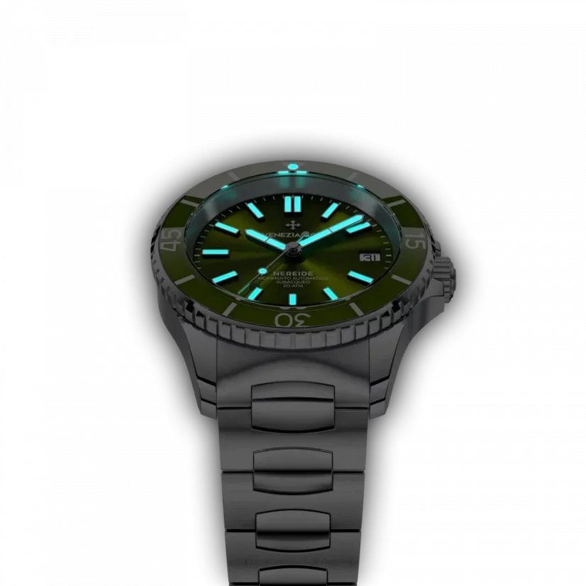 Men's Venezianico silver watch with steel strap Nereide 3121501C Green 39MM Automatic