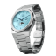 Miesten hopeinen Valuchi Watches -kello teräshihnalla Lunar Calendar - Silver Ice Blue 40MM