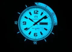 Strieborné pánske hodinky Momentum Watches s gumovým pásikom Sea Quartz "Orca" Full Lume Rubber  42MM