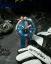 Srebrny zegarek męski Bomberg Watches z gumowym paskiem RACING 4.2 Blue / Orange 45MM