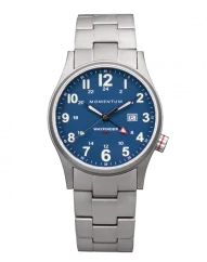 Montre Momentum Watches pour homme de couleur argent avec bracelet en acier Wayfinder GMT Blue 40MM