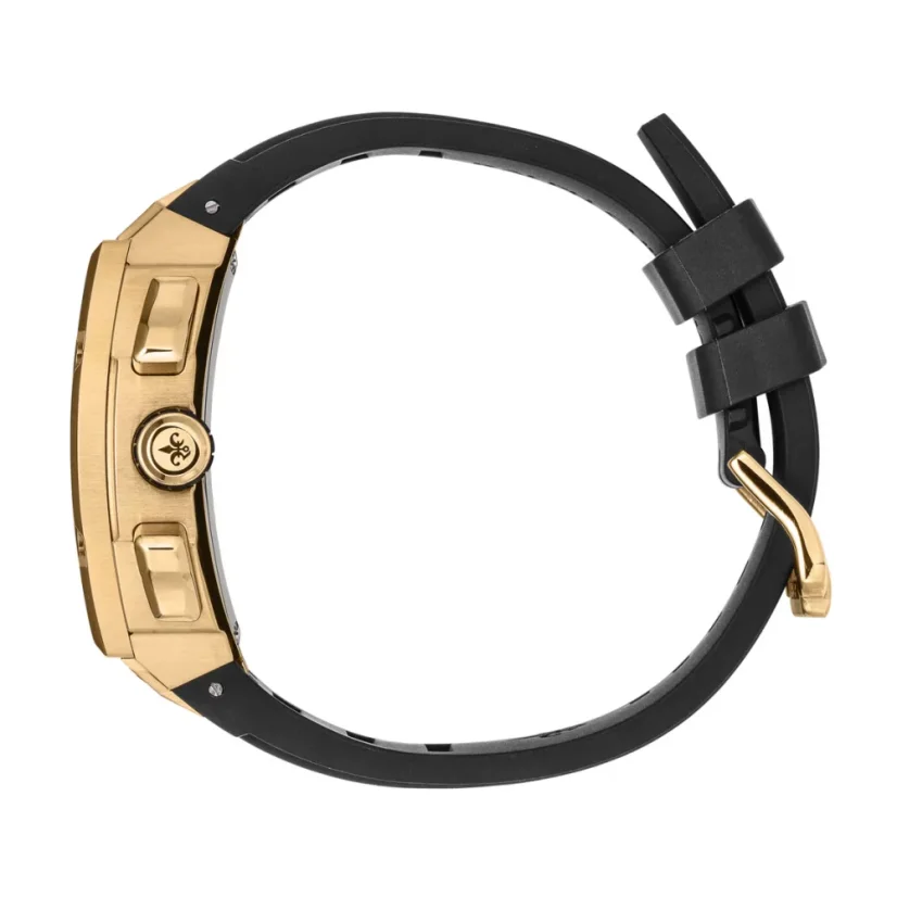Goldene Herrenuhr Ralph Christian mit Gummiband The Polaris Chrono - Gold / Obsidian Black 42,5MM