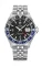 Relógio Delma Watches prata para homens com pulseira de aço Santiago GMT Meridian Silver / Black 43MM Automatic