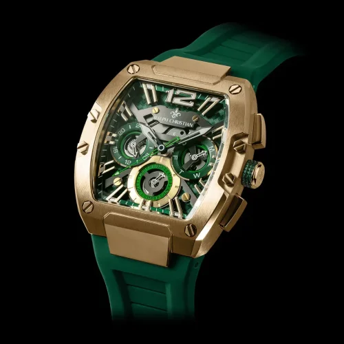 Zlaté pánske hodinky Ralph Christian s gumovým pásikom The Intrepid Sport - Gold 42,5MM