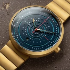 Zlaté pánské hodinky Gravithin s koženým páskem ArgoMatic Gold 42MM Automatic