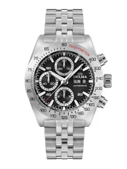 Strieborné pánske hodinky Delma Watches s ocelovým pásikom Montego Silver / Black 42MM Automatic