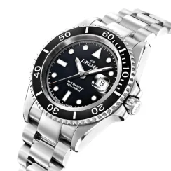 Montre Delma Watches pour homme de couleur argent avec bracelet en acier Commodore Silver / Black 43MM Automatic