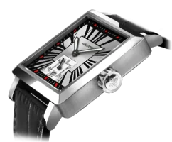 Męski srebrny zegarek Agelocer Watches ze skórzanym paskiem Codex Retro Series Silver / Black 35MM