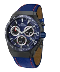 Zwart herenhorloge van TW Steel met leren band Fast Lane CE4072 44MM