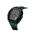 Schwarze Herrenuhr Tsar Bomba Watch mit Gummiband TB8204Q - Black / Green 43,5MM