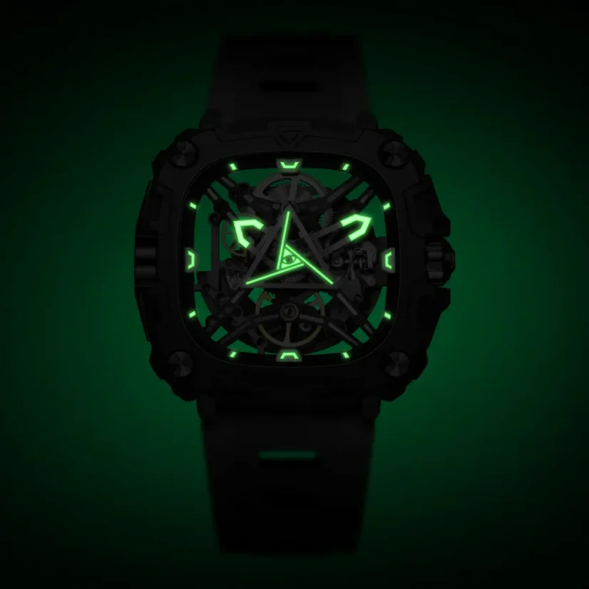 Men's black CIGA Design watch with rubber strap Mechanical Watch Eye Of Horus Black 48MM Automatic