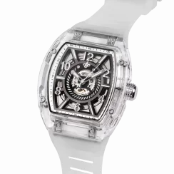 Relógio de homem Ralph Christian prata com pulseira de borracha The Ghost - Transparent White Automatic 43MM