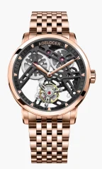Zlaté pánské hodinky Agelocer s ocelovým páskem Tourbillon Series Gold / Black 40MM