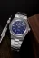 Reloj Nivada Grenchen plata de caballero con correa de acero F77 LAPIS LAZULI 68009A77 37MM Automatic