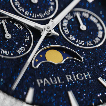 Men's silver Paul Rich watch with steel strap Frosted Star Dust II Moonphase - Silver 43MM