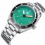 Męski srebrny zegarek Phoibos Watches ze stalowym paskiem Reef Master 200M - Shamrock Green Automatic 42MM