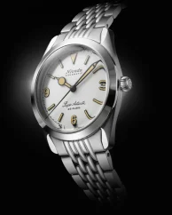 Men's silver Nivada Grenchen watch with steel strap Super Antarctic White 3.6.9 Cream 32066A04 38MM Automatic