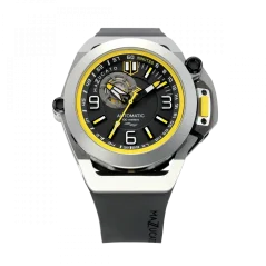 Zwart herenhorloge van Mazzucato met een rubberen band RIM Scuba Black / Yellow - 48MM Automatic