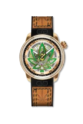 Men's gold Bomberg Watch with leather strap CBD GOLDEN 43MM Automatic