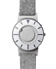 Herrenuhr aus Silber Eone mit Ledergürtel Bradley Compass Graphite - Silver 40MM