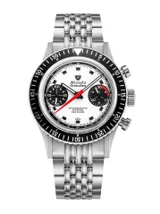 Men's silver Nivada Grenchen watch with steel strap Closed Caseback Chronomaster Paul Newman Inter.Bezel 86054M04LC 38MM
