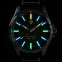 Silberne Herrenuhr ProTek Watches mit Lederband Field Series 3005 40MM