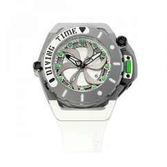 Men's Mazzucato black watch with rubber strap RIM Scuba Black / White - 48MM Automatic