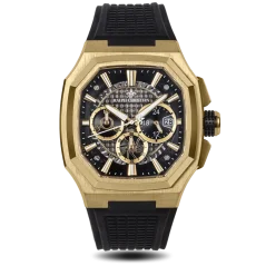 Men's gold Ralph Christian watch with a rubber band The Equinox Chrono - Golden Eclipse 47MM