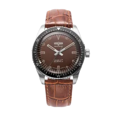 Montre Vulcain pour homme de couleur argent avec bracelet en cuir Skindiver Nautique - Brown - Brown Calf Skin Leather Alligator Printed 44,5MM Automatic