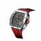Silber Herrenuhr Tsar Bomba Watch mit Gummiband TB8204Q - Silver / Red 43,5MM