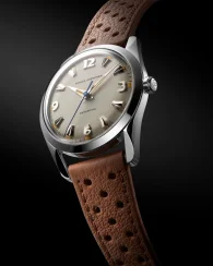 Męski srebrny zegarek Nivada Grenchen z gumowym paskiem Antarctic 35004M01 35MM