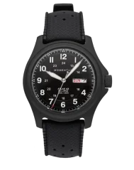 Montre Momentum Watches pour hommes en noir avec élastique Smokejumper Eclipse Solar - Black Tropic Rubber 42MM