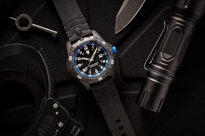 Čierne pánske hodinky ProTek Watches s gumovým pásikom Dive Series 1001 42MM
