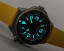 Zilverkleurig herenhorloge van Undone Watches met een rubberen band Aquadeep - Signal Yellow 43MM Automatic