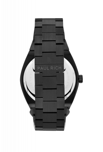 Relógio Paul Rich de homem preto com bracelete de aço Conquest 45MM