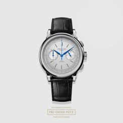 Stříbrné pánské hodinky Corniche s koženým páskem Chronograph Steel with White dial 39MM