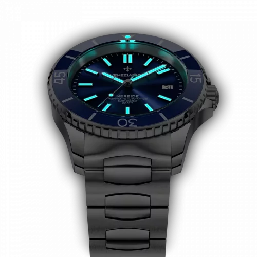 Men's Venezianico silver watch with steel strap Nereide 3321502C Blue 42MM Automatic