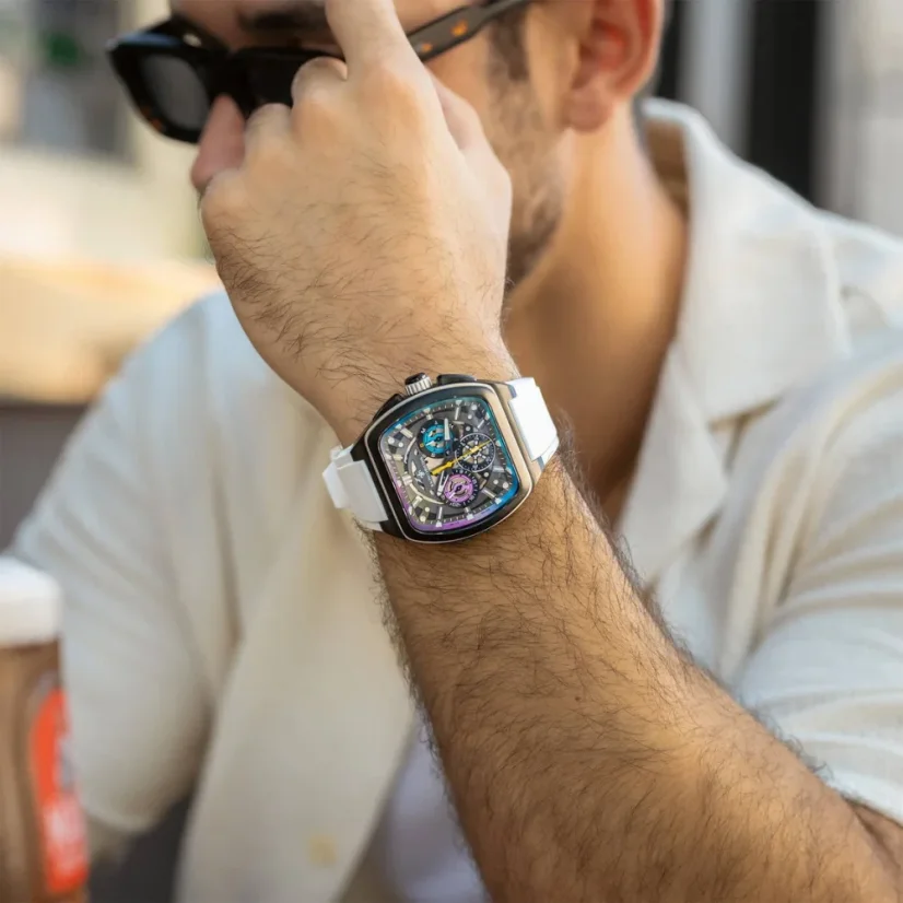 Černé pánské hodinky Ralph Christian s gumovým páskem The Vector Sport - Polar Flux 47MM