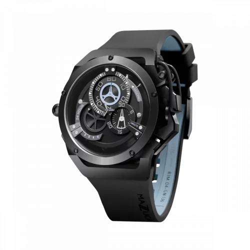 Čierne pánske hodinky Mazzucato s gumovým pásikom Rim Sport Black / Grey - 48MM Automatic