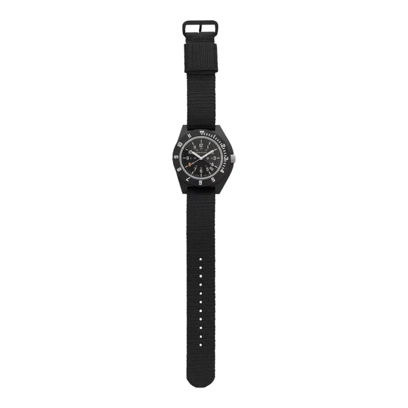 Men's black Marathon watch with nylon strap Black Pilot's Navigator with Date 41MM