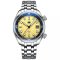Męski srebrny zegarek Phoibos Watches ze stalowym paskiem Eage Ray 200M - Pastel Yellow Automatic 41MM